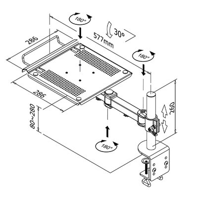 Bras ordinateur portable Neomounts D100 avec pince noir