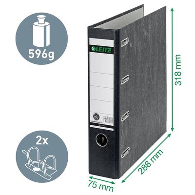 Classeur Leitz 1092 bancaire 2 mécanismes A4 75mm carton noir