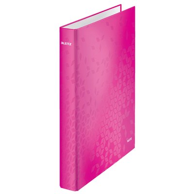 Classeur Leitz WOW A4 maxi 4 anneaux méc-D 25mm rose