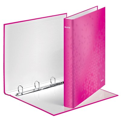 Classeur Leitz WOW A4 maxi 4 anneaux méc-D 25mm rose