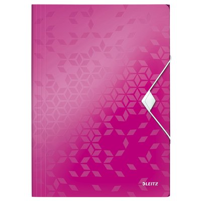 Chemise à élastique Leitz WOW A4 3 rabats PP rose