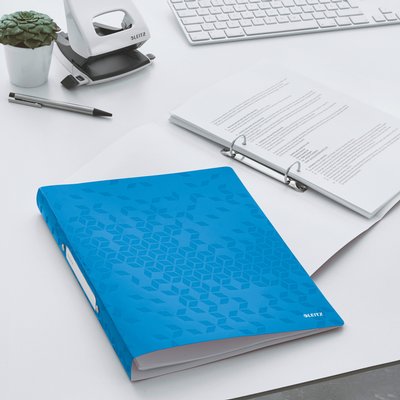 Classeur Leitz WOW A4 2 anneaux méc- O 25mm PP bleu