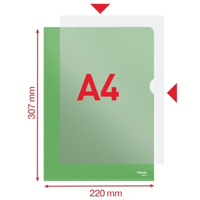 Pochette modèle L Esselte Standard A4 PP 0,11mm vert 100 pièces