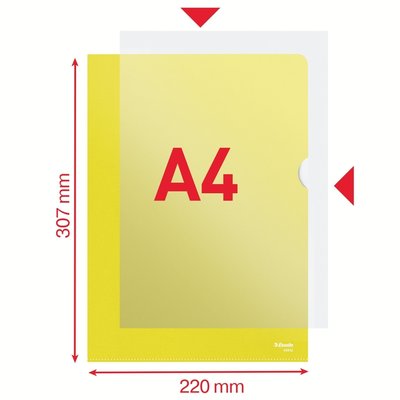 Pochette modèle L Esselte Standard A4 PP 0,11mm jaune 100 pièces