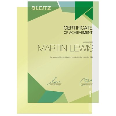 Insteekmap L-model Leitz Premium copy safe 0.15mm PVC A4 geel 100 stuks
