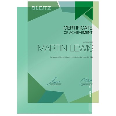 Pochette modèle L Leitz Premium Copysafe A4 PVC 0,15mm vert 100 pièces