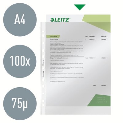 Showtas Leitz Premium standaard copy safe 0.08mm PP A4 transparant 100 stuks
