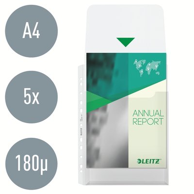 Pochette à soufflet Leitz Premium Copy safe à rabat A4 PP transparent 5 pièces