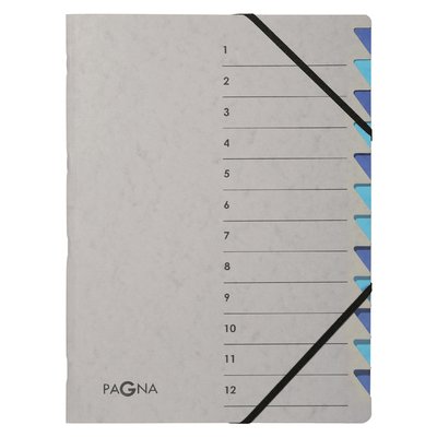 Sorteermap Pagna Easy A4 12 tabs lichtblauw/donkerblauw