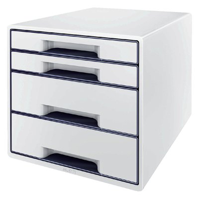 Module tiroirs Leitz WOW Cube A4 maxi 4 tiroirs blanc/gris
