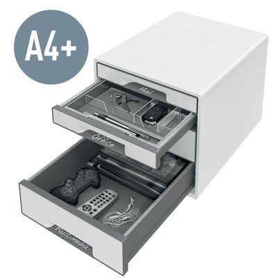 Module tiroirs Leitz WOW Cube A4 maxi 4 tiroirs blanc/gris