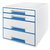 Module tiroirs Leitz WOW 4 tiroirs blanc/bleu