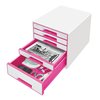 Module tiroirs Leitz WOW 5 tiroirs blanc/rose Photo