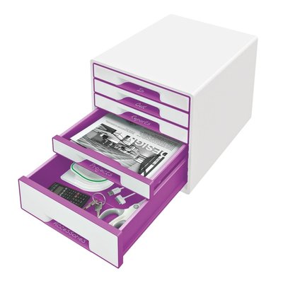 Module tiroirs Leitz WOW 5 tiroirs blanc/violet