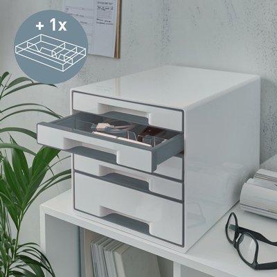 Ladenblok Leitz WOW CUBE A4 maxi 5 laden wit/grijs