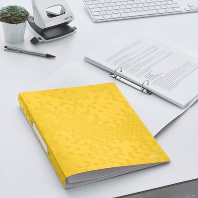 Classeur Leitz WOW A4 2 anneaux méc-O 25mm PP jaune