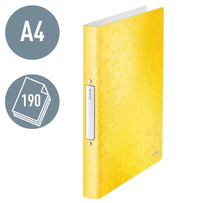 Classeur Leitz WOW A4 2 anneaux méc-O 25mm PP jaune