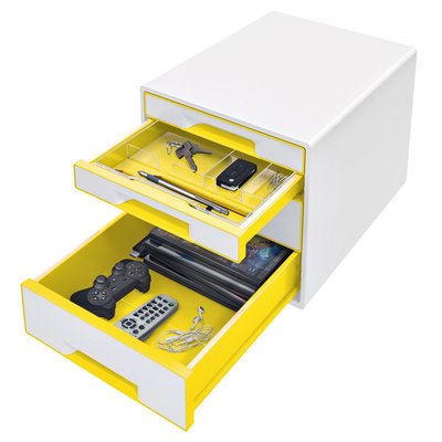 Ladenblok Leitz WOW CUBE 4 laden wit/geel