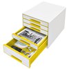 Bloc de classement Leitz WOW Cube 5 tiroirs blanc/jaune Photo