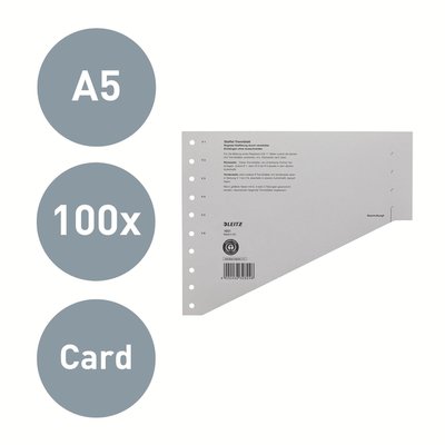 Scheidingsbladen Leitz A4 karton 200gr 11-gaats grijs 100 stuks