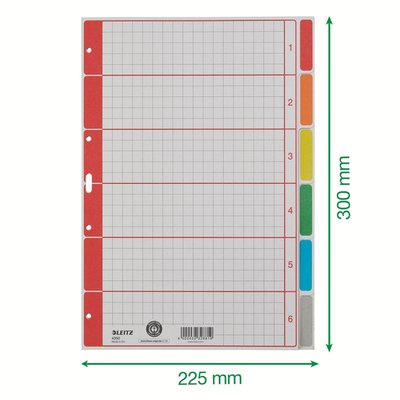 Intercalaires Leitz 4 perf 4350 6 onglets gris carton