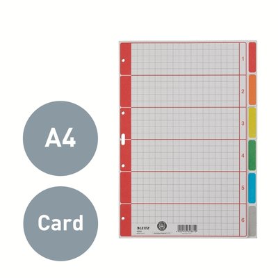 Intercalaires Leitz 4 perf 4350 6 onglets gris carton