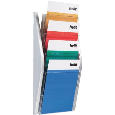 Folderhouder Helit wand 4x A4 zilver