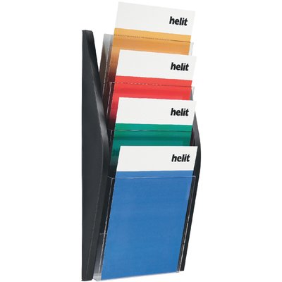 Folderhouder Helit wand 4x A4 zwart