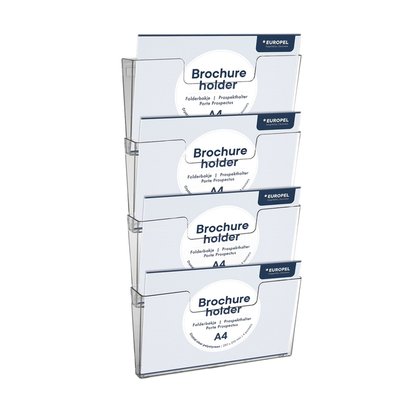 Folderhouder Europel 4x A4 wand liggend koppelbaar transparant