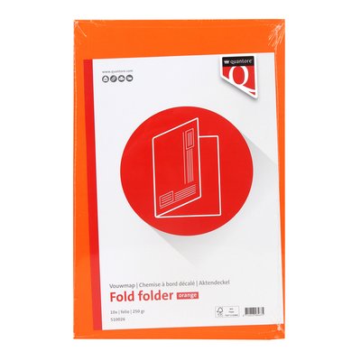 Vouwmap Quantore Folio ongelijke zijde 250gr oranje