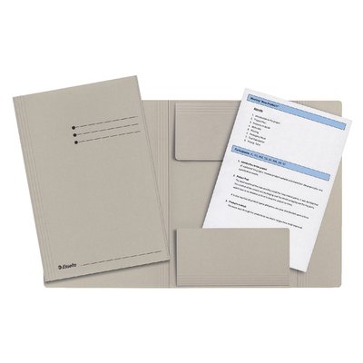 Dossiermap Esselte folio 3 kleppen manilla 275gr grijs