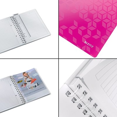 Cahier Leitz WOW A5 spirale ligné 160 pages rose