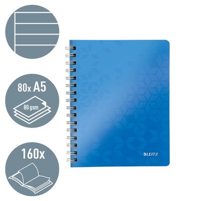 Cahier Leitz WOW A5 spirale ligné 160 pages bleu