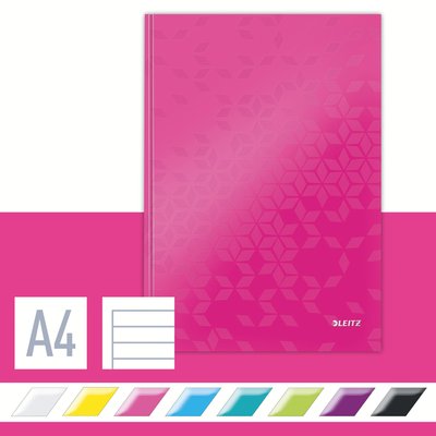 Cahier Leitz WOW A4 ligné 160 pages 90g rose