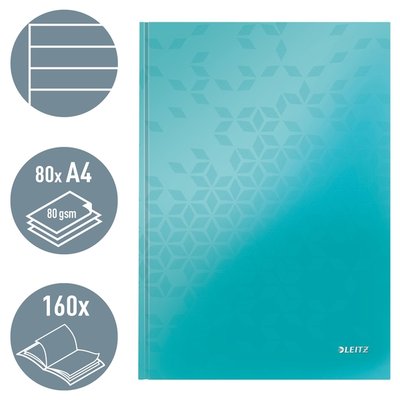 Notitieboek Leitz WOW A4 160 pagina's 90gr lijn ijsblauw