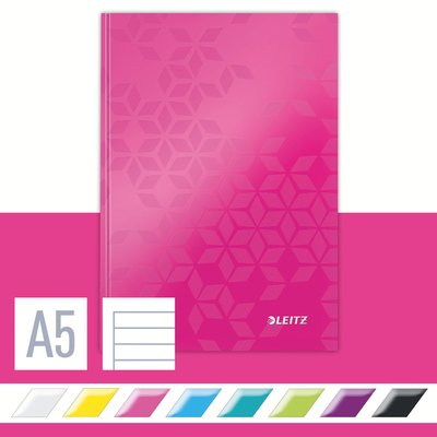 Cahier Leitz WOW A5 ligné 160 pages 90g rose