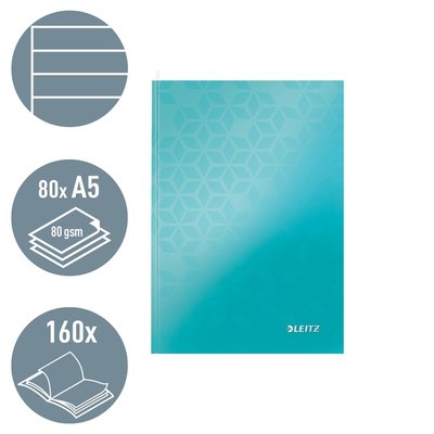 Cahier Leitz WOW A5 ligné 160 pages 90g menthe