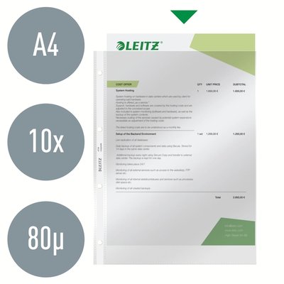 Showtas Leitz Premium standaard copy safe 0.09mm 4-gaats PVC A4 glashelder 100 stuks