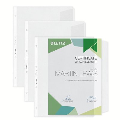 Pochette Leitz Premium Copy safe à rabat A4 PP 0,13mm transparent 50 pièces