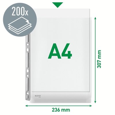 Harmonica showtas Leitz Premium 0.17mm metalen perforatiestrip copy safe A4 glashelder 3 stuks