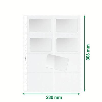 Pochette Leitz Premium pour cartes de visite Copy safe A4 PP transparent 10 pièces