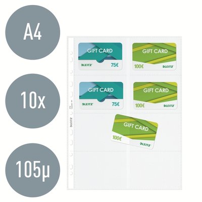 Pochette Leitz Premium pour cartes de visite Copy safe A4 PP transparent 10 pièces
