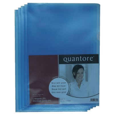 Insteekmap L-model Quantore A4 PP 0.12mm blauw 25 stuks