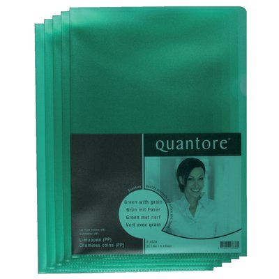 Insteekmap L-model Quantore A4 PP 0.12mm groen 25 stuks