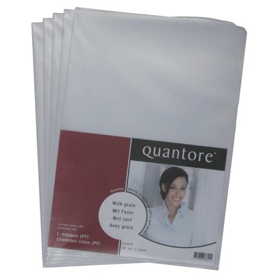 Pochette modèle L Quantore A4 PP 0.12mm grainé transparent 10 pièces