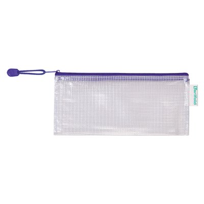 Pochette rangement Tarifold avec zip 250x130mm PVC bleu