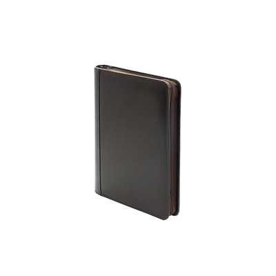 Schrijfmap van der Spek A4 4R 25mm O-mech met rits leer met nerf bruin