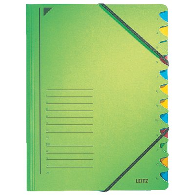 Sorteermap Leitz 12 tabbladen karton groen
