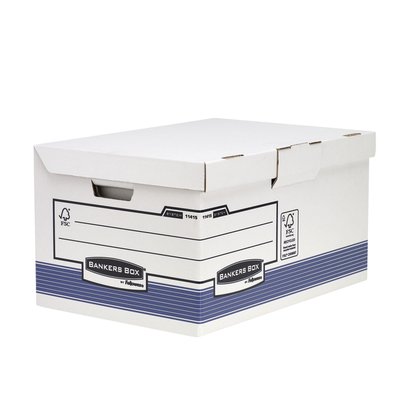 Archiefdoos Bankers Box System fold flip top maxi wit blauw