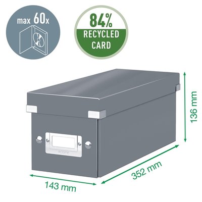 CD-opbergdoos Leitz Click & Store WOW gerecycled karton 143x136x352mm wit